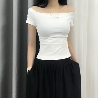 Áo babytee Trễ Vai Mặc Nhiều Kiểu Tay Ngắn Nữ