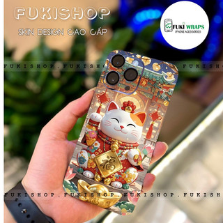 Miếng dán Skin Mặt Lưng Mèo thần tài MS036 FULL VIỀN Dành cho 15 pro max 14 pro max 13 pro max - FukiShop