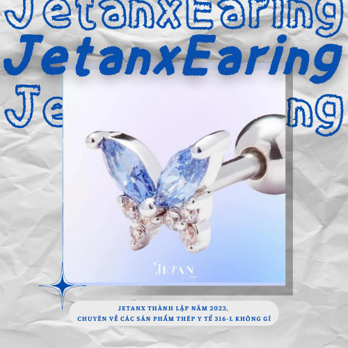 Khuyên Tai Bướm Đá BLUE BUTTERFLY JetanX (1 chiếc)
