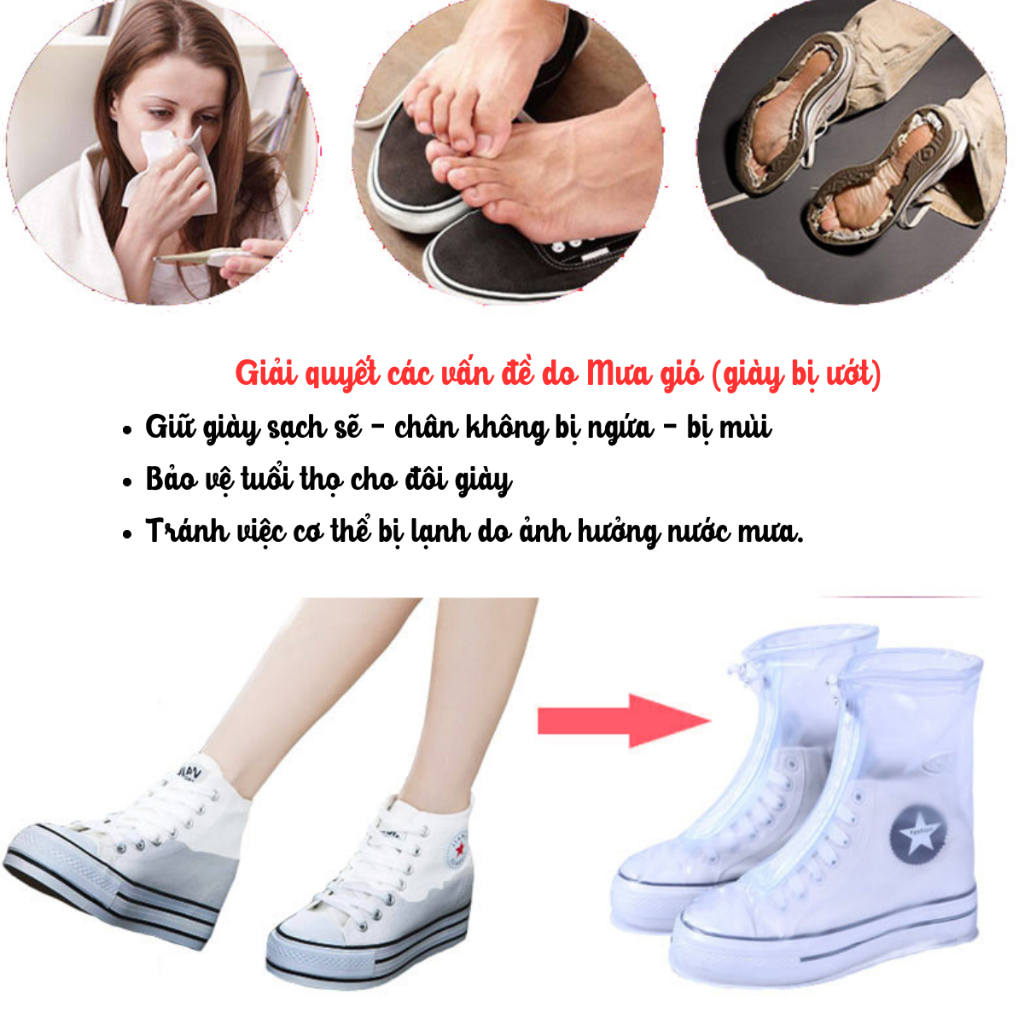 Giày đi mưa nam nữ cổ lỡ eva chống nước, chống trơn trượt. Bọc giày đi mưa chống ướt giày (có khóa) | BigBuy360 - bigbuy360.vn