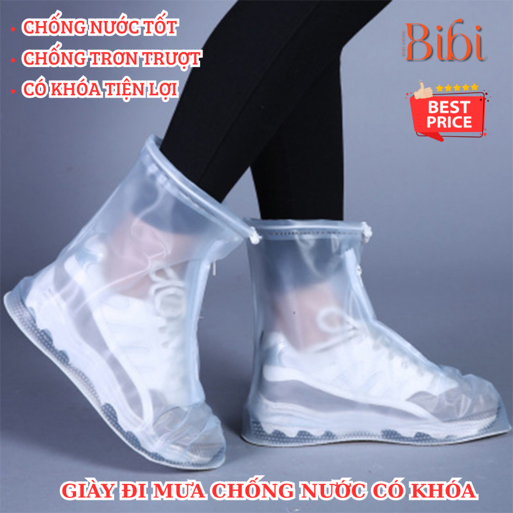Giày đi mưa nam nữ cổ lỡ eva chống nước, chống trơn trượt. Bọc giày đi mưa chống ướt giày (có khóa)