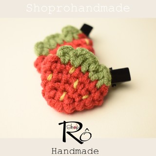 Kẹp tóc mỏ vịt hình trái dâu đá Đà Lạt cho nữ và bé gái 4cm |Cặp tóc mái xinh |Shop Rô Handmade