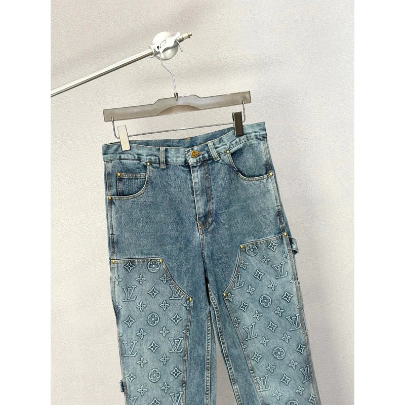⚡️[Hight Quality] Quần Jeans Lu1s Vu11on Blue Monogram Workwear Denim Pants-Điềm Nhấn Họa Tiết Dập Nổi Cách Điệu Loại 1