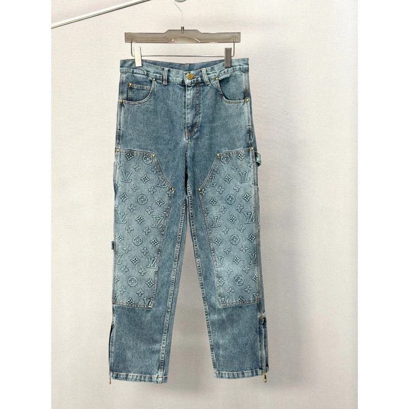 ⚡️[Hight Quality] Quần Jeans Lu1s Vu11on Blue Monogram Workwear Denim Pants-Điềm Nhấn Họa Tiết Dập Nổi Cách Điệu Loại 1