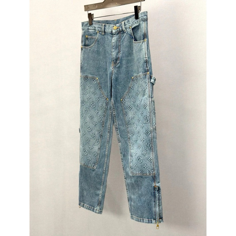 ⚡️[Hight Quality] Quần Jeans Lu1s Vu11on Blue Monogram Workwear Denim Pants-Điềm Nhấn Họa Tiết Dập Nổi Cách Điệu Loại 1