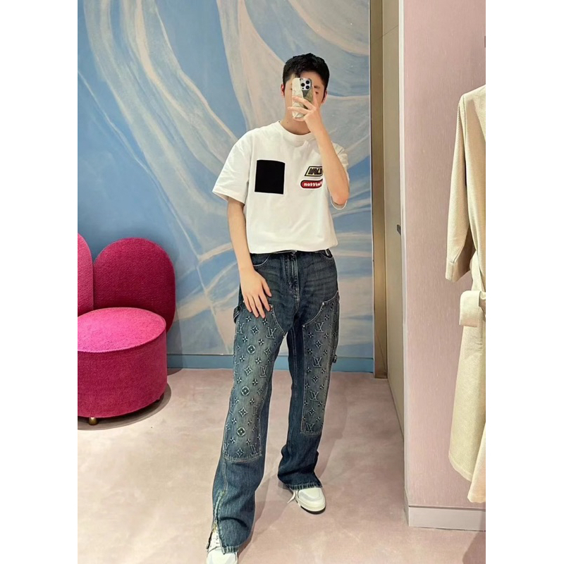 ⚡️[Hight Quality] Quần Jeans Lu1s Vu11on Blue Monogram Workwear Denim Pants-Điềm Nhấn Họa Tiết Dập Nổi Cách Điệu Loại 1