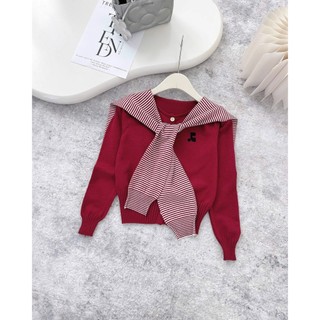 Áo Len Dài Tay Kèm Khăn Choàng Thủy Thủy Trơn Basic QCCC Cao Cấp Freesize