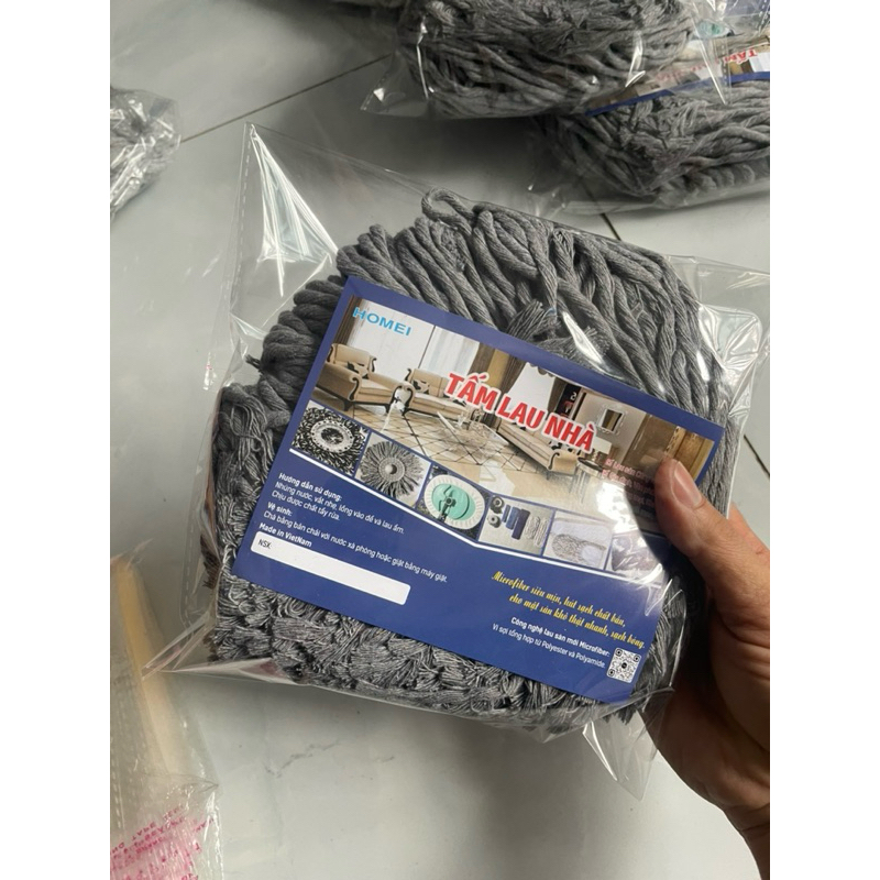 Combo 2 bông coton lau nhà 360 cao cấp mầu xám