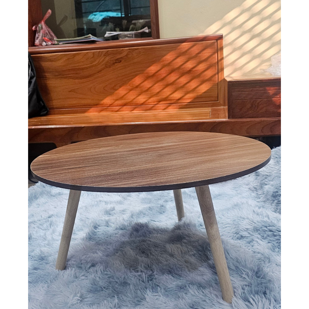 Bàn trà tròn sofa, bàn tròn cafe ngồi bệt chân gỗ tự nhiên tiện ích