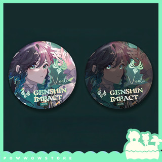 [Sẵn VN] Huy Hiệu Pin Ghim Dạng Tròn 58mm Cài Áo / Túi / Balo Màn PE Nhũ Bạc Phong Cách Game Genshin Impact