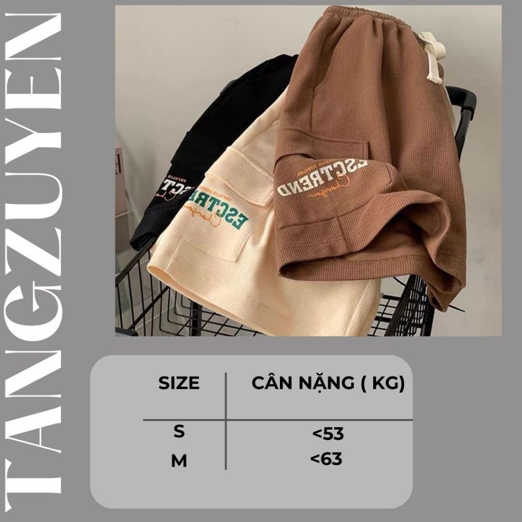 Quần short đùi ống rộng ESC túi hộp dây rút cạp chun chất umi Quần sooc form to đen be nâu mặc nhà đi chơi T390G MONOKA