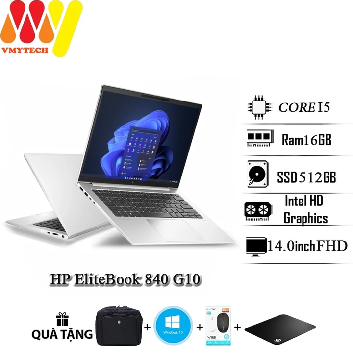 Laptop HP EliteBook 840 G10, Core i7-1365U, Ram 16GB, SSD 512GB, 14inch Full HD IPS, kèm bộ quà tặng