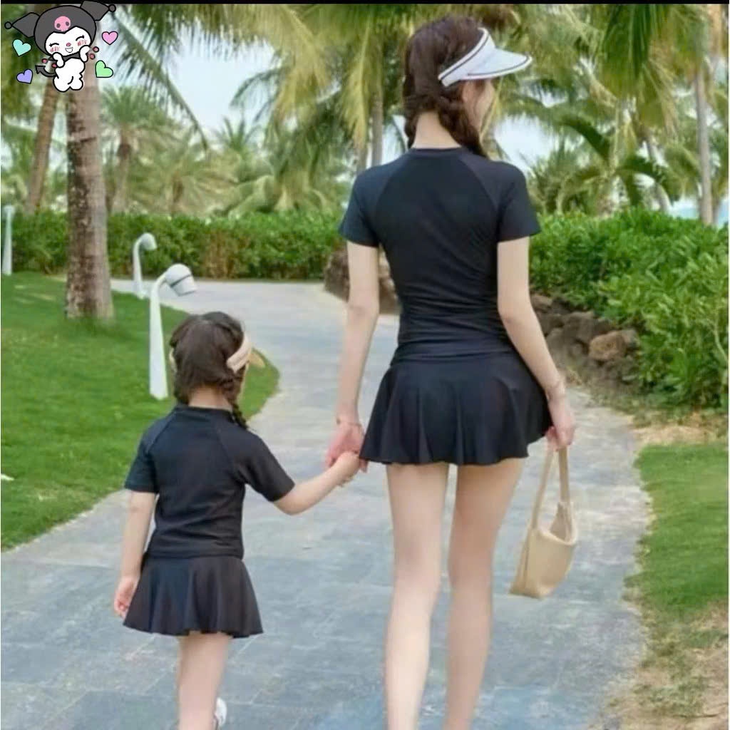 Bikini, đồ bơi nữ mẹ và bé , 2 mảnh dạng váy có quần bảo hộ kín đáo Lanbishop MS1101