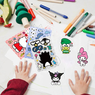 Set 8 Tấm Hình Tranh Dán Nhân Vật Hoạt Hình Labrador Kitty Mymelody Kuromi Cinnamoroll, Set Dán Hình Thủ Công Cho Bé