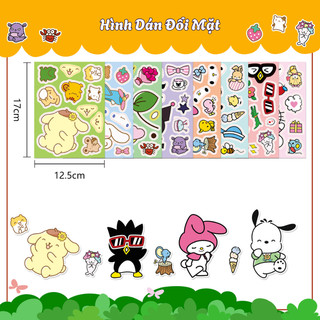 Set 8 Tấm Hình Tranh Dán Nhân Vật Hoạt Hình Labrador Kitty Mymelody Kuromi Cinnamoroll, Set Dán Hình Thủ Công Cho Bé