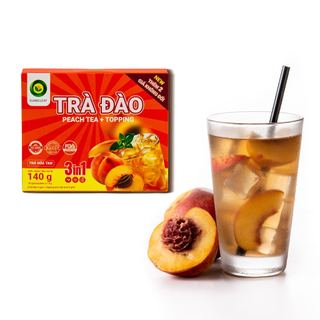 [CÓ TOPPING ĂN KÈM] Trà Đào Sunbeleaf - Có Đào Thật, Các Quán Ngon Hay Dùng