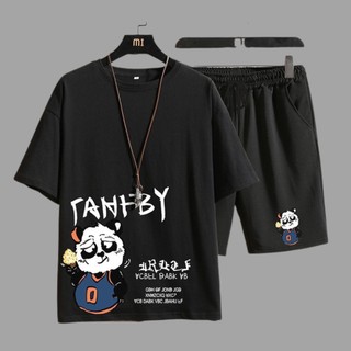 Bộ thể thao nam -Bộ đồ unisex cộc tay cổ tròn chất liệu thun mè co giãn thấm hút mồ hôi hình gấu TANBY đáng yêu K1