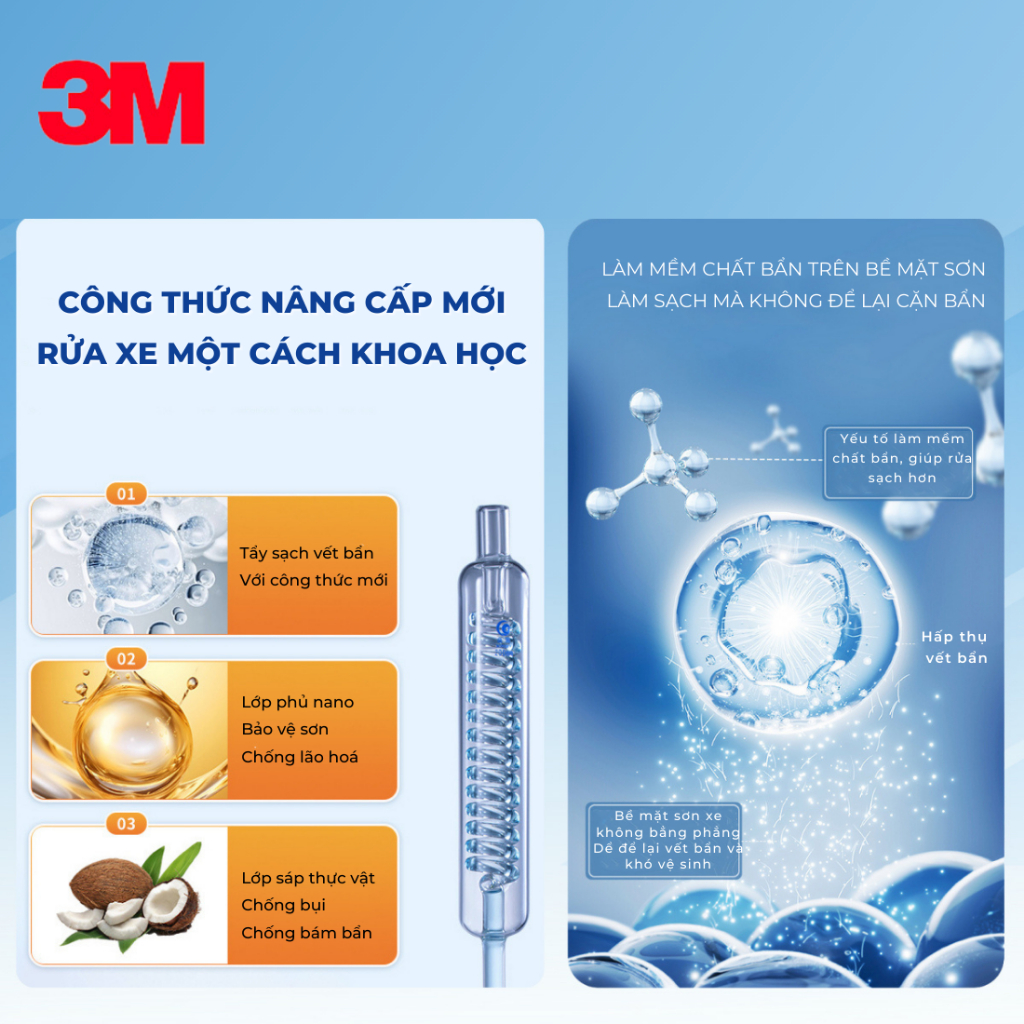 Xà bông rửa xe siêu bọt 3M Car Wash With Wax PN39000W- 1L