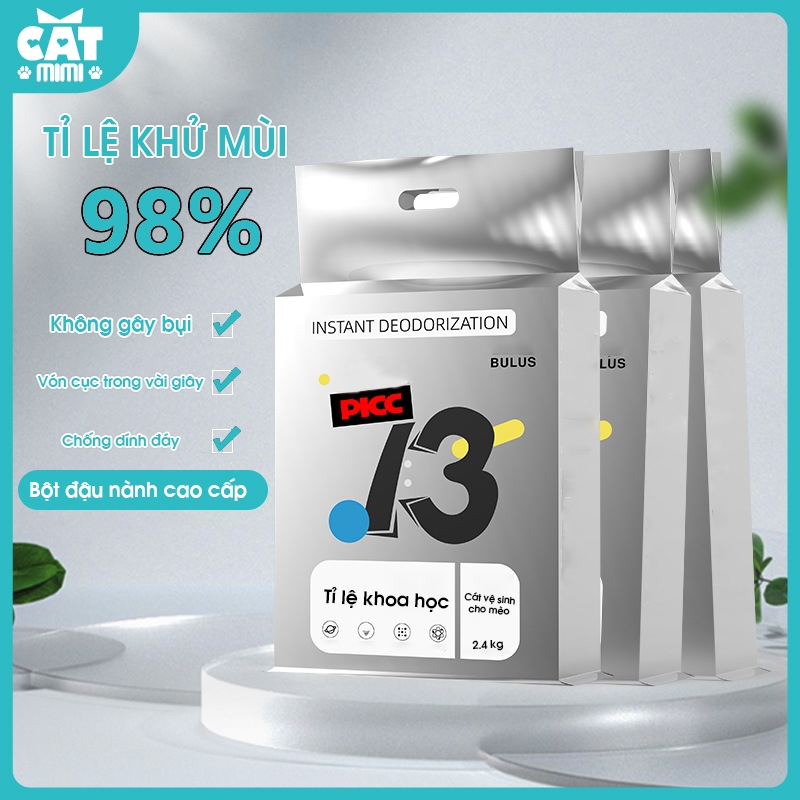 Cát vệ sinh cho mèo MIMI CAT 2.5kg 98% khử mùi, không gây bụi, vón cục ...