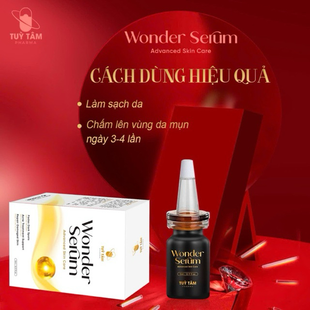 Kem mụn Wonder Serum Mụn - Hỗ trợ phục hồi, giảm thâm, làm dịu làn da tại vị trí Mụn 5ml - Tùy Tâm Pharma