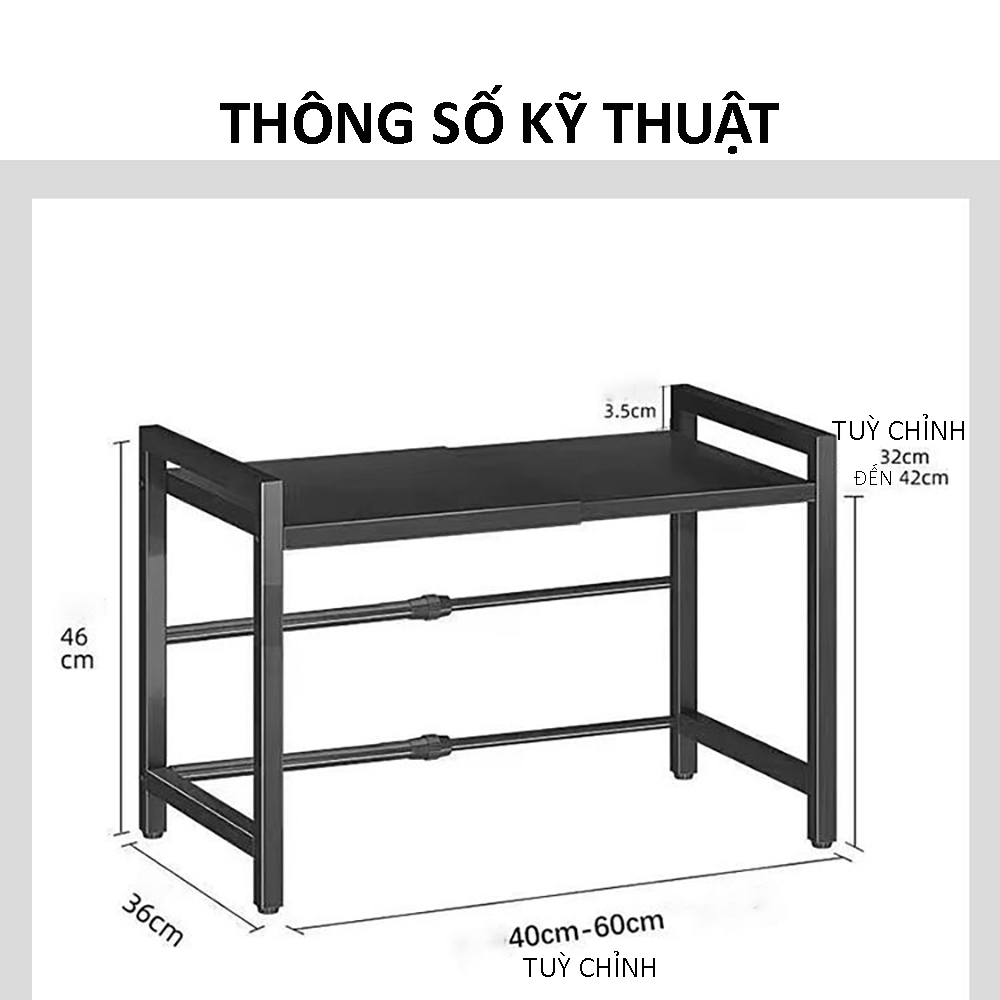Kệ Để Đồ Nhà Bếp, Kệ Lò Vi Sóng có thể điều chỉnh kích thước 2/3 tầng, Kệ Để Lò Vi Sóng, chịu lực tốt, bảo hành 12 tháng