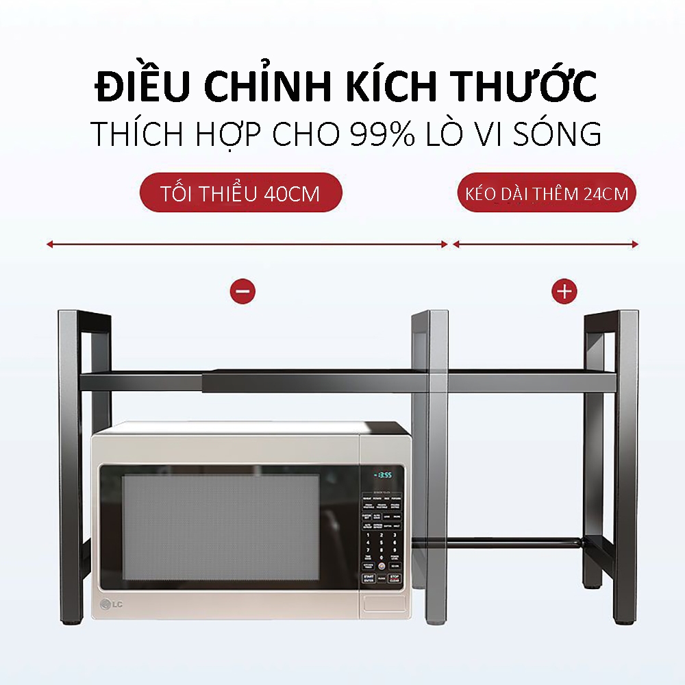 Kệ Để Đồ Nhà Bếp, Kệ Lò Vi Sóng có thể điều chỉnh kích thước 2/3 tầng, Kệ Để Lò Vi Sóng, chịu lực tốt, bảo hành 12 tháng