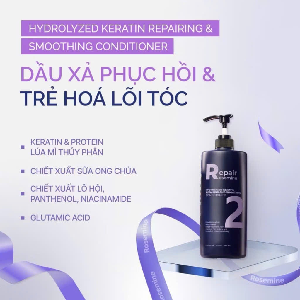 Ảnh Dầu gội xả phục hồi làm phồng tóc ngăn ngừa tóc gãy rụng Rosemine Repair 500ML - 1000ML 4