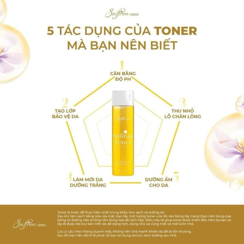 TONER SAFFRON NANO - TÙY TÂM Pharma - Căng bóng, se khít lỗ chân lông, dưỡng da - chai 100ml