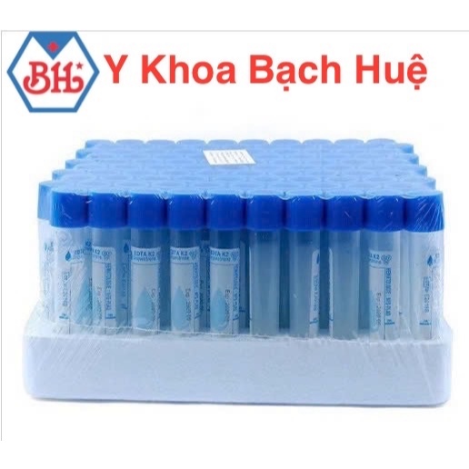 Vĩ 100 Ống Nghiệm xanh EDTA,Ống nghiệm Edta K2 HTM 2ml (nắp xanh dương, mous thấp)