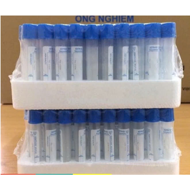 Vĩ 100 Ống Nghiệm xanh EDTA,Ống nghiệm Edta K2 HTM 2ml (nắp xanh dương, mous thấp)