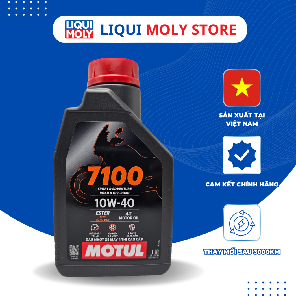 Motul 7100 10W40 nhớt tổng hợp gốc ester cho xe số, côn tay, phân khối lớn, API:SP