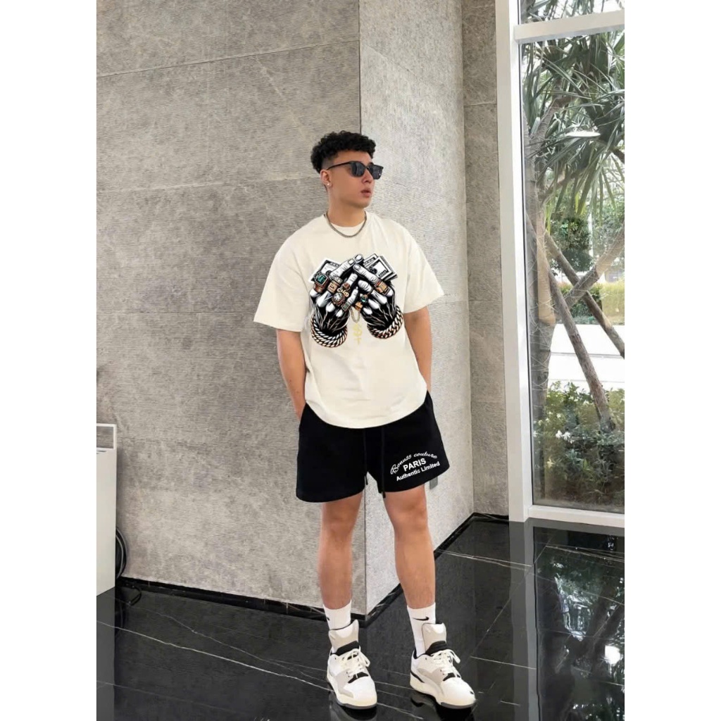 Set Bộ Phông Hè Nam Nữ Phối Họa Tiết Bàn Tay Thép Phong Cách Trẻ Trung Sành Điệu, Chất Liệu Cotton Khô Mềm Mịn Mát Mẻ