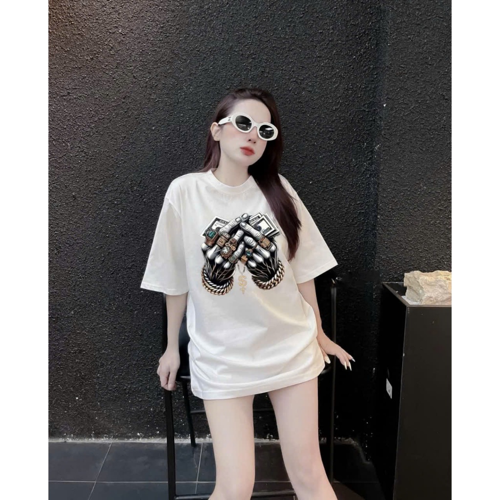 Set Bộ Phông Hè Nam Nữ Phối Họa Tiết Bàn Tay Thép Phong Cách Trẻ Trung Sành Điệu, Chất Liệu Cotton Khô Mềm Mịn Mát Mẻ