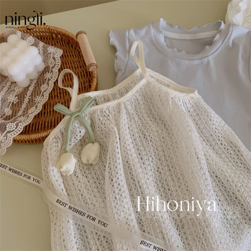 (Order) Váy 2 lớp rời kèm váy trong + lớp ren ngoài hoa tuylip xinh xắn dành cho bé gái (có thể tăng dài để mặc dài)