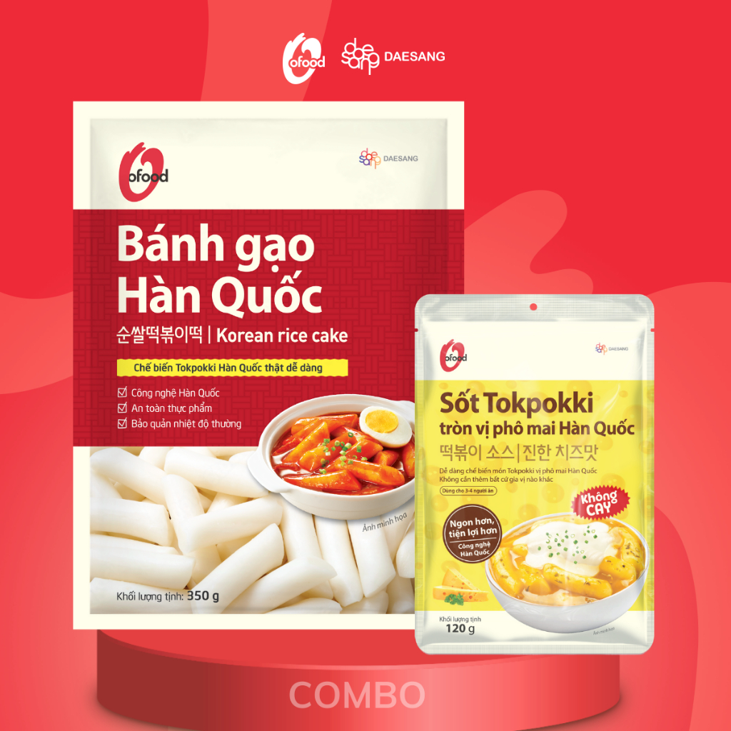 Ảnh Combo bánh gạo Hàn Quốc 350g và sốt tokbokki 120g O'food 1
