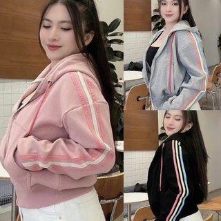 [HÀNG SẴN] Áo Khoác Viền Sọc UNISEX CẦU VÒNG CÓ NÓN Thời Trang MỚI