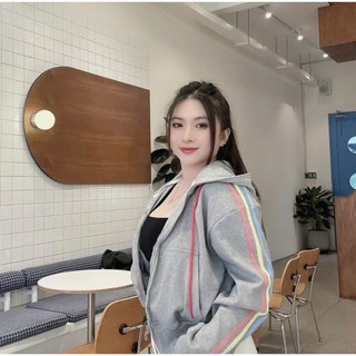 [HÀNG SẴN] Áo Khoác Viền Sọc UNISEX CẦU VÒNG CÓ NÓN Thời Trang MỚI