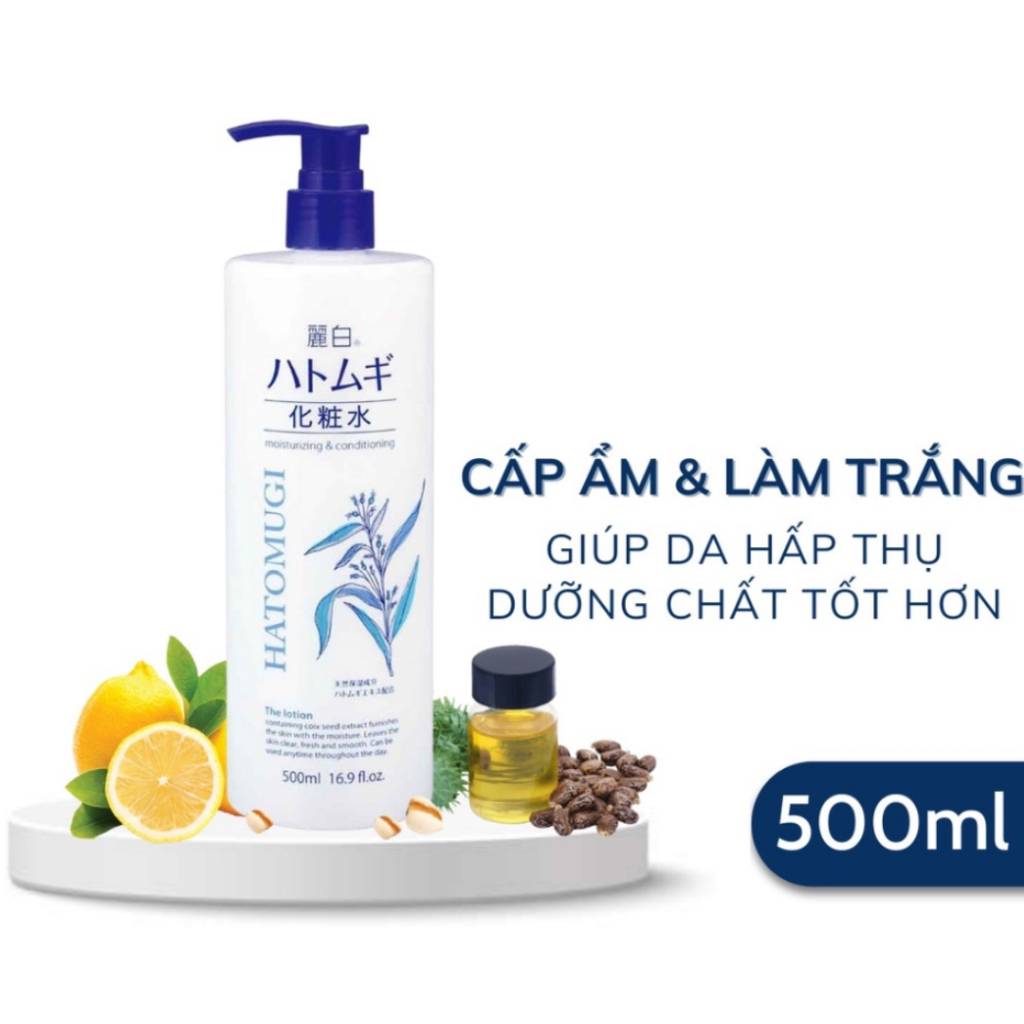 Ảnh Nước Hoa Hồng Ý Dĩ Dưỡng Da Reihaku Hatomugi Moisturizing & Conditioning Lotion 500ml 2