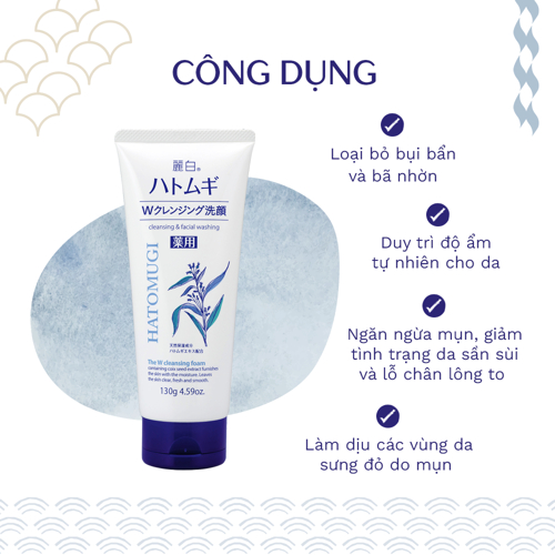 Ảnh Sữa Rửa Mặt Reihaku Hatomugi Facial Foam 130g và 170g (Màu trắng) 4
