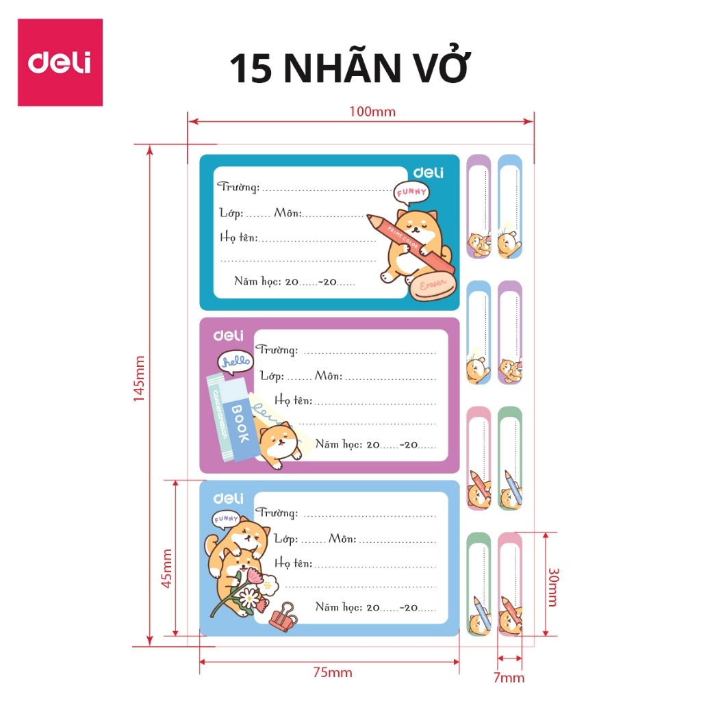 Nhãn Vở Học Sinh Deli Giấy Nhãn Vở Cute Đa Dạng Mẫu Mã - Tệp 12/15/18 Chiếc