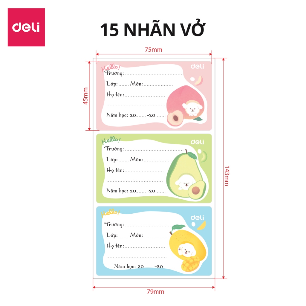 Nhãn Vở Học Sinh Deli Giấy Nhãn Vở Cute Đa Dạng Mẫu Mã - Tệp 12/15/18 Chiếc