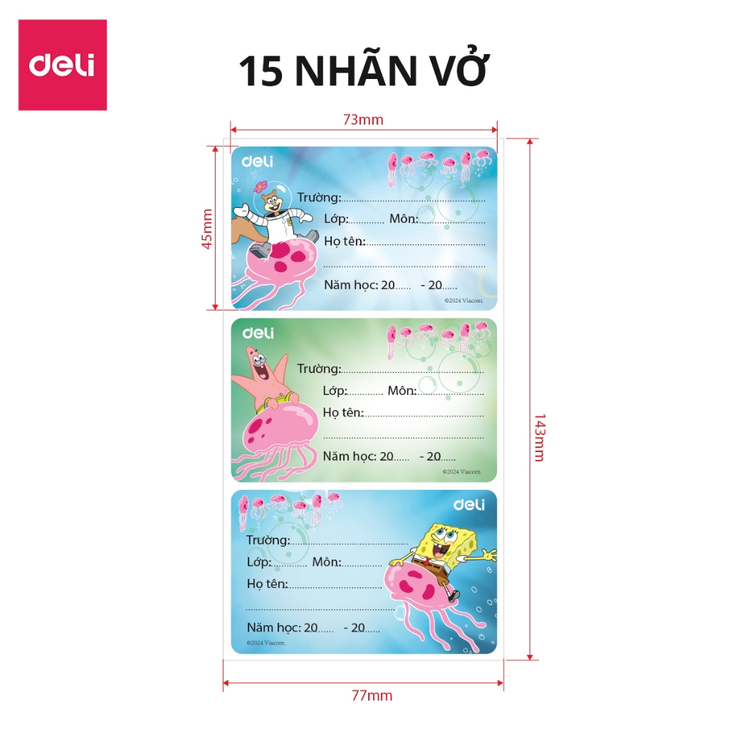 Nhãn Vở Học Sinh Deli Giấy Nhãn Vở Cute Đa Dạng Mẫu Mã - Tệp 12/15/18 Chiếc