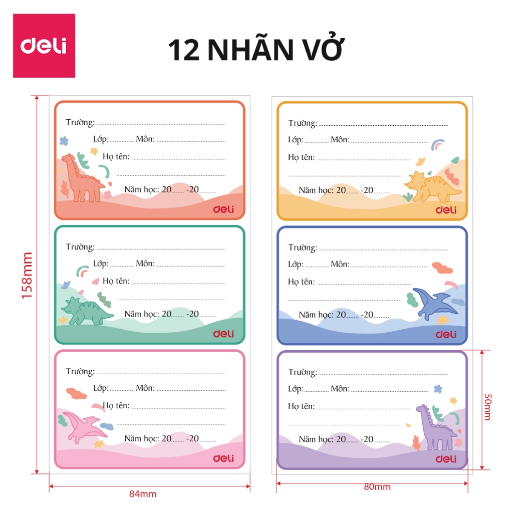 Nhãn Vở Học Sinh Deli Giấy Nhãn Vở Cute Đa Dạng Mẫu Mã - Tệp 12/15/18 Chiếc