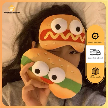 Mặt nạ mắt ngủ, bịt mắt ngủ Hamburger, bịt mắt ngủ có gel làm mát giúp cải thiện giấc ngủ