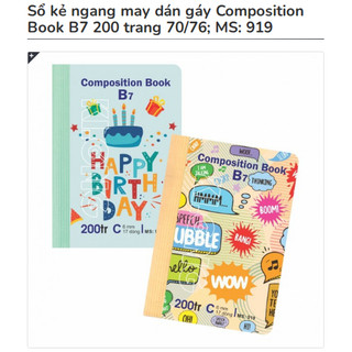 KLONG - Sổ tay kẻ ngang may dán gáy Composition Book B7 200 trang ♥ 70/76; MS: 919 ♥ Vở học sinh Lined Notebook