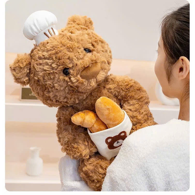 [ TẶNG VIẾT THIỆP ] Gấu bông teddy lông xù đầu bếp bánh mỳ dễ thương gấu teddy lông cừu cao cấp