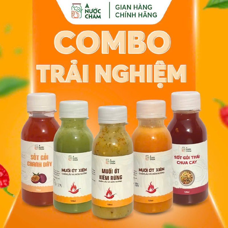 Combo 5 Chai sốt chấm và sốt trộn gỏi nhỏ tiện lợi A Nước Chấm