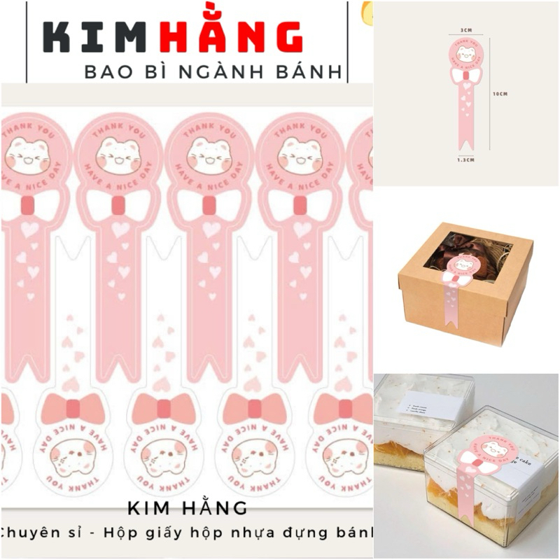 Tem dán dài - THANK YOU MÈO TRẮNG ( 1 xấp 100 tem dán )- TEM DÁN CỐ ...