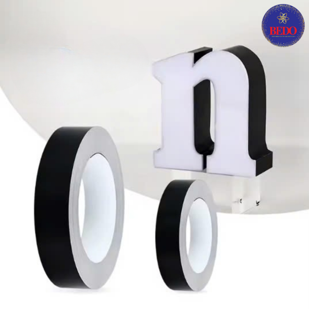 [ CUỘN 50M ] Gáy Nhôm Chữ Nổi BEDO Màu Đen Có Gờ 0.6mm Làm Bảng Hiệu Quảng Cáo LED Sang Trọng Chuyên Nghiệp