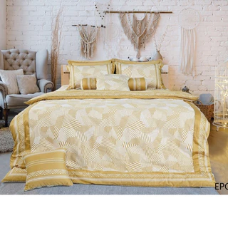 Drap Chăn ga Everon kẻ vàng ga chun mỏng chun chần vải cotton EPC 23044